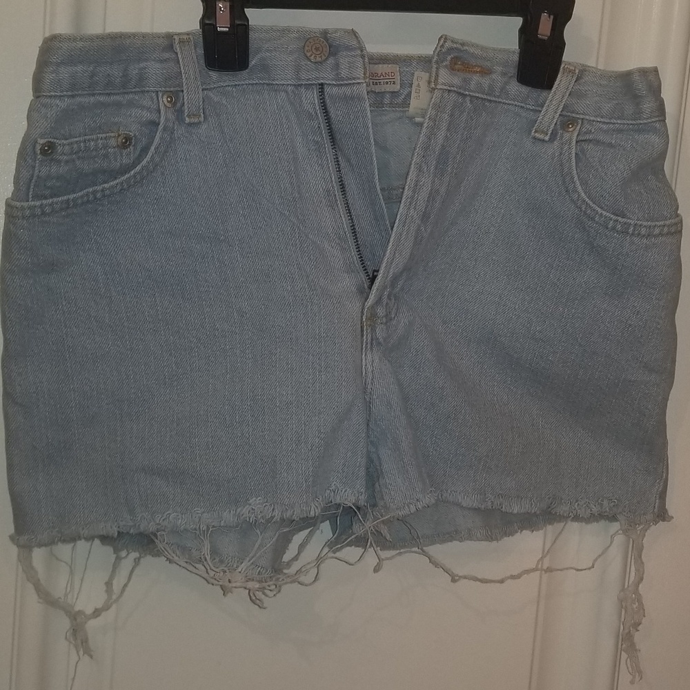 Distressed Light Wash Denim Shorts